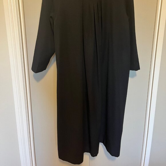 Vintage EATON RONTEX Womens 10 - 12 Black Pure Virgin Wool Midi DRESS COAT - Picture 14 of 14